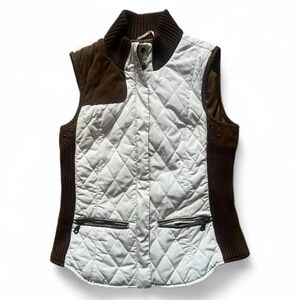 Zara White and Brown Quilted Women's Vest